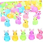 Totority 100Pcs Luminous Tiny Rabbit Figurines Glow The Dark Mini Bunnies for Home Decor Cute Resin Bunny Miniatures Vibrant Colors for Parties Crafts and Collectibles