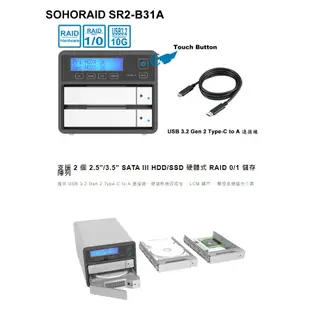 STARDOM SR2-B31A Type-C Gen2 3.5吋 雙層硬碟陣列盒(全新現貨)