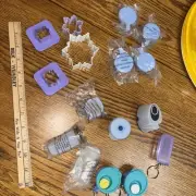 Tupperware Keychains, Magnets, Pencil Sharpener, Mini Cookie Cutters, 16pcs New!
