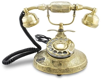 Antique Style Brass Rotary Dial Telephone Vintage Phone Home Decor Collectibles