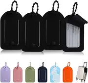 XYOFUN Set of 4 Luggage Tags Suitcase Tag Travel Essentials Privacy Cover ID Label with Removable Carabiner & Address Card for Travel Bag Suitcase(Black)