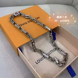 LV MONOGRAM 鏈式項鏈 M00307 路易威登 銀色 竹節項鏈 竹節古巴項鏈