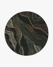 245' Round | Machine Washable Runner Rug | Kid & Pet Friendly | Indoor Rug | Adorned Black Multicolour Flatwoven Rug by Malene Barnett | Ruggable