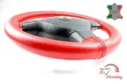 FOR Smart PROXY 16-16 RED LEATHER STEERING WHEEL COVER, DARK RED 2 STIT