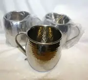 Oneida 16 oz Hammered Moscow Mule Mugs, Silver Stainless Steel, Set of 3 - New