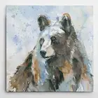 Black Bear On Blue Gallery Wrapped Canvas Wall Art
