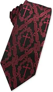 [KOOELLE] Mens Novelty Religous Necktie Christian Cross & Paisley Tie
