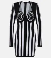 [Balmain] Balmain Striped minidress UK 14 black