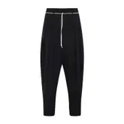 [Mordecai] Mordecai-Black Virgin Wool Drawstring Pant-Uomo L STAND