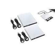 2PCS External CD RW Writer Player Protable USB 2.0 Drive for Laptop Notebook PC Desktop Computer-Silver