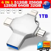 4 IN1 USB FLASH DRIVE TYPE-C MICRO USB IPHONE STORAGE 512GB 256GB 128GB 64GB 32