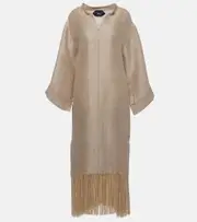 [Taller Marmo] Taller Marmo Tigris fringed linen-blend shift dress AU 6 beige