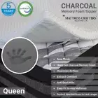 Queen Mattress Crafters Charcoal Memory Foam Mattress Topper Protector Cover Bed