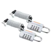 2 Pack 4 Digit Combination Lock with 3.28Ft Spring Cable, Helmet Padlock Grey