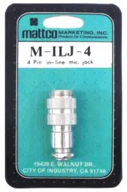 G & M Milj4 Mattco 4 Pin In-Line Microphone Jack