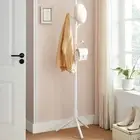 Wooden Coat Rack Tree with 8 Hooks, 3 Adjustable Sizes Free Standing, Solid Wood