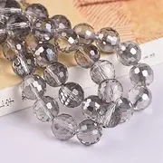 Colorful Plated Round 96 Facets Cut Ball 6mm 8mm 10mm 12mm Faceted Crystal Glass Loose Spacer Beads for Jewelry Making DIY (Color : Clear Gray, Size : 12mm 10pcs)