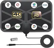 TV Antenna Indoor, TV Antenna for Smart TV & All Old TVs, Digital Indoor HDTV Antenna 530+ Miles Range - Supports 4K 1080p HD with Amplified Signal Booster, 10ft Coax Cable - Free Local Channels