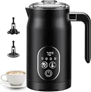 Milk Frother, 4 in 1 Electric Milk Frother and Steamer with Temperature Control, Automatic Hot and Cold Foam Maker and Milk Warmer for Coffee, Latte, Hot Chocolate, Cappuccinos, Macchiato, Black