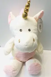 Kellybaby 20 inch Cream/Pink Plush Unicorn Cuddle Toy with Rattle