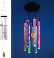 Solar Wind Chimes for Outside, 6 LED Tubes Color Changing Outdoor Clearance Uni