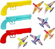 3 Tea Toy Launches, 6 Planes! Glider, Airplane Starter, Free Stickers, Fun Outdoor Game - for Children from 4 Years
