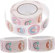 Veemoon 3 Rolls Thank You Sealing Stickers Rainbow Birthday Celebration Labels for Baking Parties Crafts Self Adhesive Stickers for Smooth Surfaces