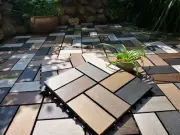 Buimpome WPC Patio Deck Tiles,DIY Interlocking Decking Tiles, Floor Tile,Water