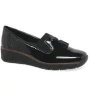 Rieker Gleam Womens Tassel Loafers Black Patent 6 Uk/39 Eu