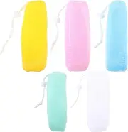 HONMEET 5 Pcs Soap Pouch Mesh Soap Storage Bags for Handmade Soap Foaming and Exfoliating with Drawstring Assorted Colorswhite Red Yellow Green