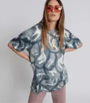 NWT One Teaspoon Reflection Hand Printed Beautiful Satin Top Size XS