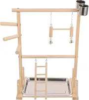 BCOATH 1 Set Bird Standing Rack for Parrots Parakeet Perch Gym with Feeder Cups Exercise Playstand with Ladder and Swing for Birds Durable Design