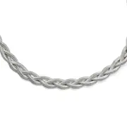 Sterling Silver Rhodium-Plated Braided With 2In Ext. Necklace