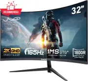 32" Curved QHD 2K Gaming Monitor 165Hz Frameless 1800R FreeSync 100% sRGB VESA