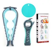 Jar Opener Bottle Opener for Weak Hands, Multi Function Can Opener Bottle Opener Kit with Silicone Handle Easy to Use for Children Elderly, Blue