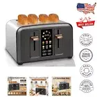 Elegant 4-Slice Toaster with LCD Screen and 3 Functions: Cancel, Defrost, Reheat