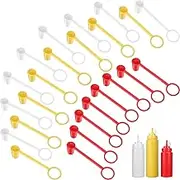 CHENGU 24 Pieces Squeeze Bottle Caps with Twist on Cap Lids Plastic Cover Colorful Ketchup Lid for Ketchup Olive Oil Bottle, Red, Yellow, Transparent