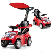 Babyjoy 3-in-1 Baby Push Car Stroller Sliding Walking Car w/Horn & Music Kids Ride on Toy Red