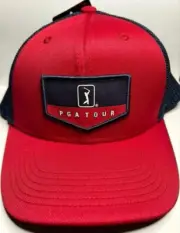 PGA Tour Pro Series Red & Blue Snap Back Cap Hat New