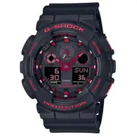 在飛比找PChome24h購物優惠-【CASIO】卡西歐 G-SHOCK 黑紅火焰防磁雙顯腕錶/