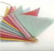 Bunting Flags 12 Flags Vintage Colorful Burlap Linen Bunting Flags Candy Birthday Party for Happy Deco Garland Wedding Ration Pennant Bunting