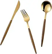 ABOOFAN Elegant Gold-Plated Stainless Steel Western Tableware Set 3pcs (Fork Knife Spoon) Perfect for Dinner