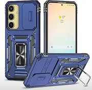 [Asuwish] Mobile Phone Case for Samsung Galaxy S23 FE 5G Case with Glass Film Screen Protector Camera Protection Magnetic Ring Stand S 23 S23FE 23FE Slim Mobile Phone Cases Protective Mobile Phone Case