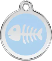 Red Dingo Enamel Fish Bone Tag - Light Blue - Lifetime Guarantee - Cat, Dog, Pet