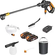 WORX 18V (20V MAX) Cordless Pressure Cleaner Washer Hydroshot WG620E.4, PowerShare, 5-in-1 Nozzle, Portable and Lightweight, 2 Batteries & 1 Charger Included