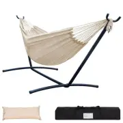 Double Hammock with Space Saving Steel Stand Includes Portable Carrying Case