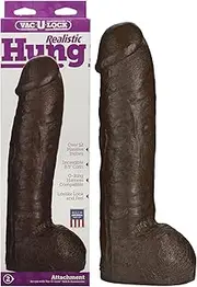 Doc Johnson Vac-U-Lock - Realistic Cock - Hung - 12 Inch Dildo - Massive 8.5 Inch Girth - F-Machine and Harness Compatible - Chocolate