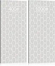 Kalolary 2PCS Diamond Sharpening Stone, Knife Sharpener Stone Whetstone Honeycomb Surface Diamond Sharpener Plate with Non-slip Base for Pocket Knives Scissors, Outdoor Kitchen Tools (400/1000 Grit)