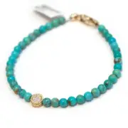 New DAVID YURMAN Bijoux Spiritual Bead Peace Sign Bracelet Turquoise Gold Large