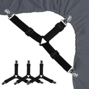 Bed Sheet Holders Straps Fasteners - 4 Pcs 3 Ways Sheet Black 4pcs Set
